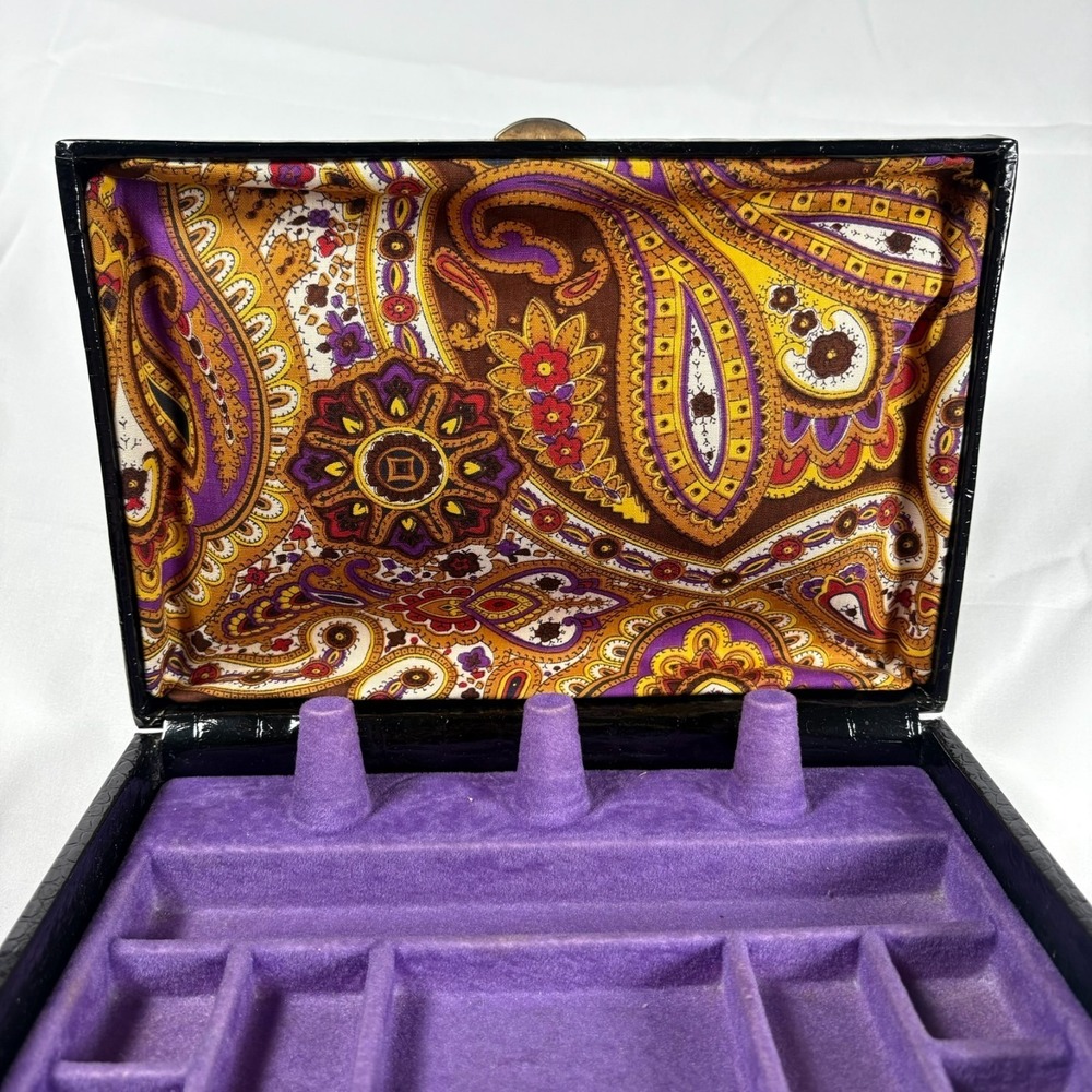 Buxton Black Velvet Jewelry Box Organizer Ring Holder Rectangle Case